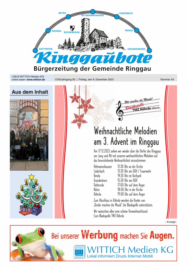 Ringgaubote Titelblatt 49/2023