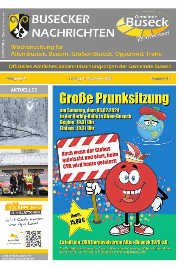 Busecker Nachrichten Titelblatt 49/2023