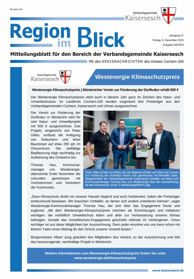 Region im Blick VG Kaisersesch Titelblatt 49/2023