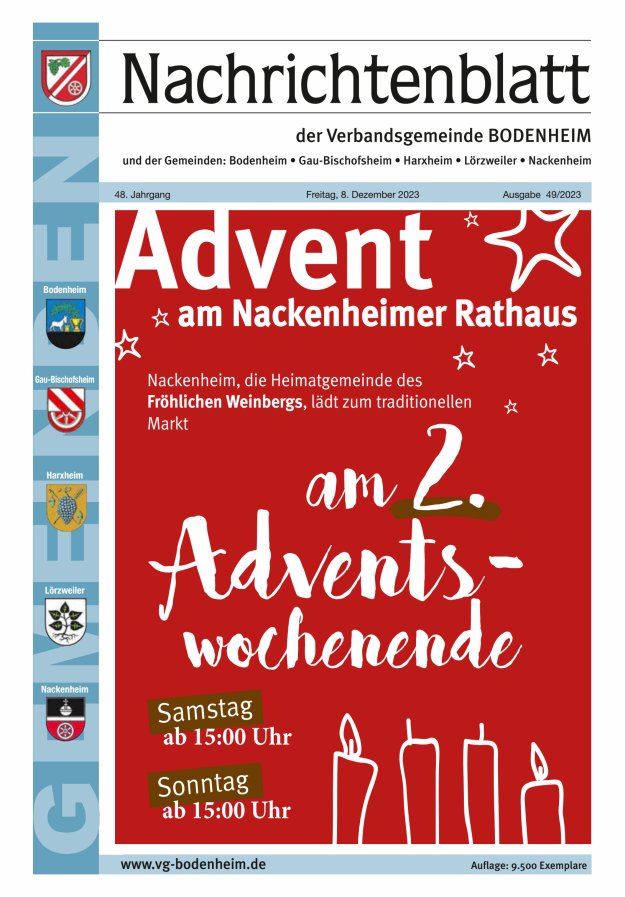 Nachrichtenblatt der VG Bodenheim              Titelblatt 49/2023