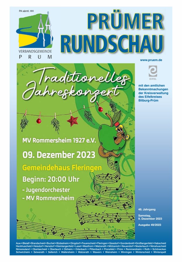 Prümer Rundschau Titelblatt 49/2023