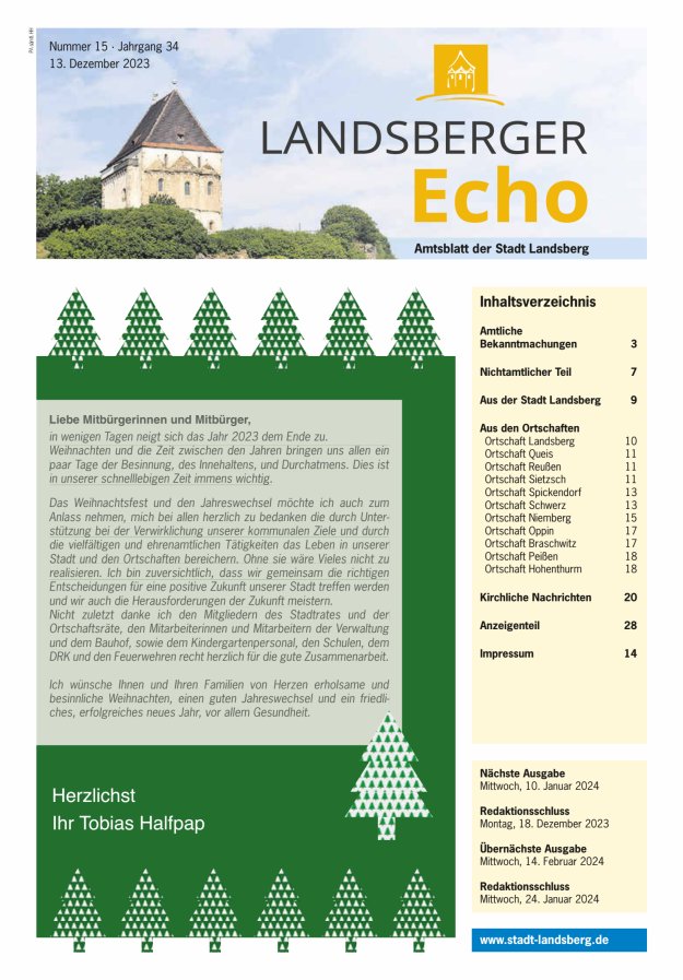 Landsberger Echo – Amtsblatt der Stadt Landsberg Titelblatt 15/2023