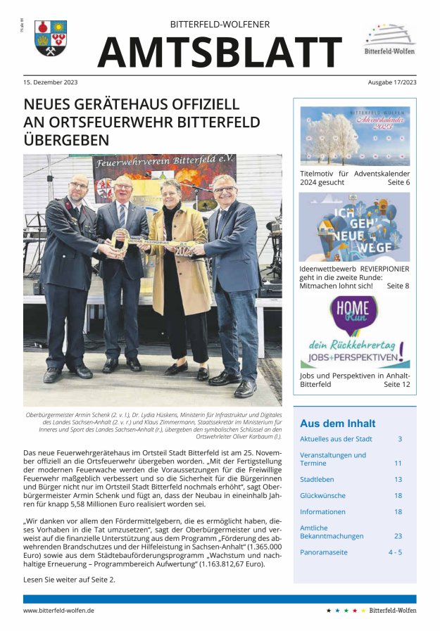 Bitterfeld-Wolfener Amtsblatt Titelblatt 17/2023
