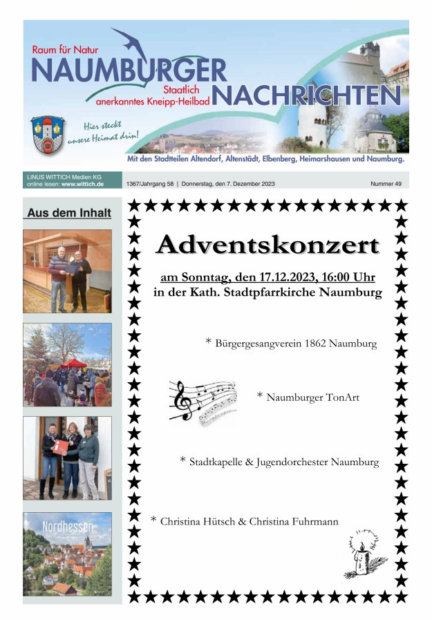 Naumburger Nachrichten Titelblatt 49/2023