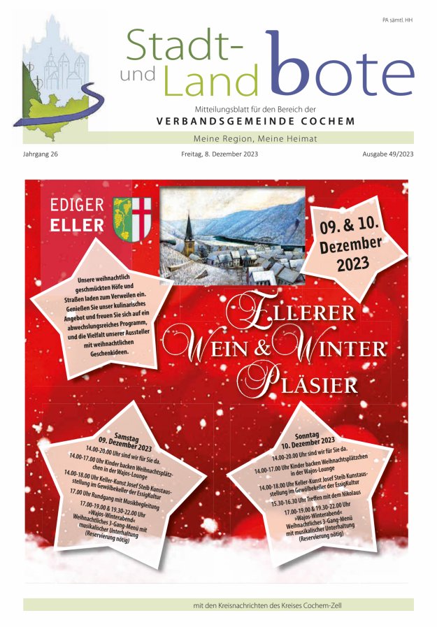 Stadt- und Landbote VG Cochem Titelblatt 49/2023