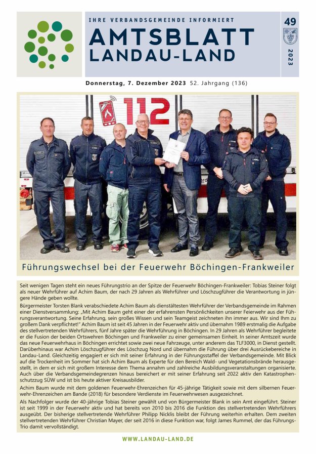 Amtsblatt VG Landau-Land Titelblatt 49/2023