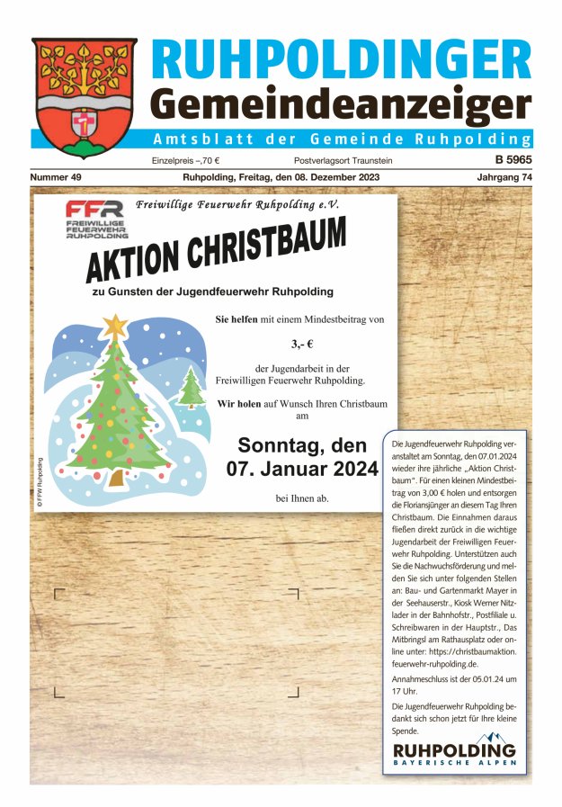 Ruhpoldinger Gemeindeanzeiger Titelblatt 49/2023