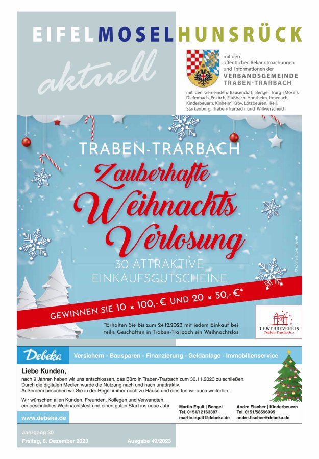 Eifel-Mosel-Hunsrück aktuell VG Traben-Trarbach Titelblatt 49/2023