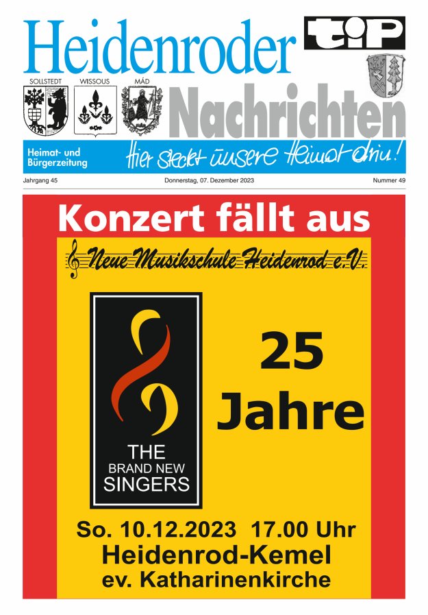 "tip" Heidenroder Nachrichten Titelblatt 49/2023