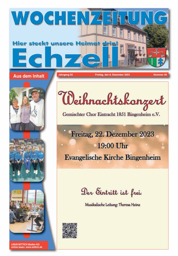 Wochenzeitung für die Gemeinde Echzell Titelblatt 49/2023