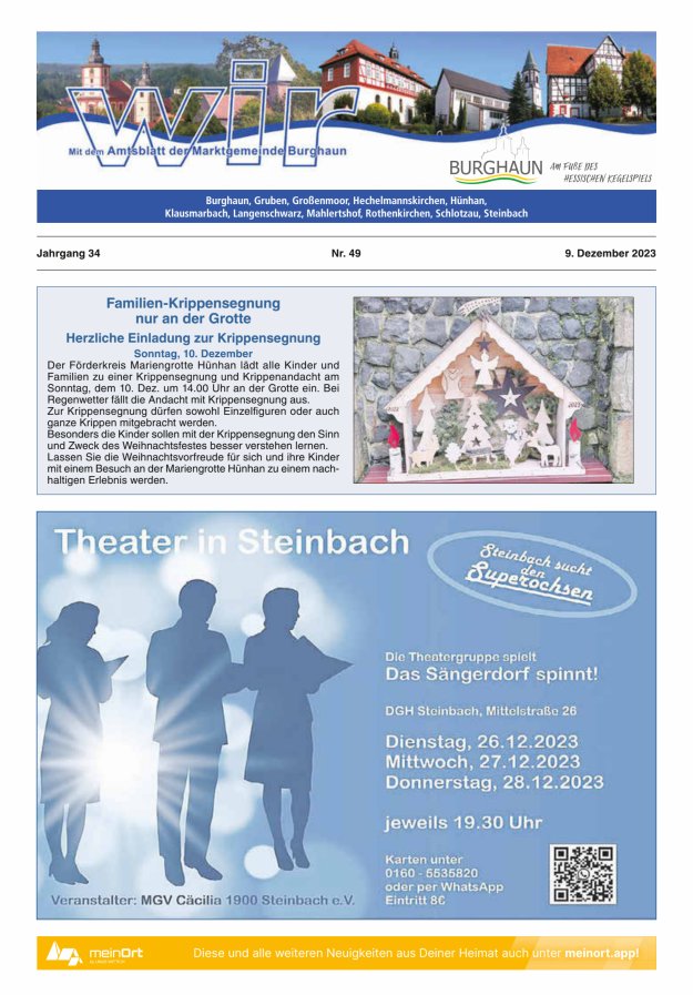 WIR - mit Amtsblatt der Marktgemeinde Burghaun Titelblatt 49/2023