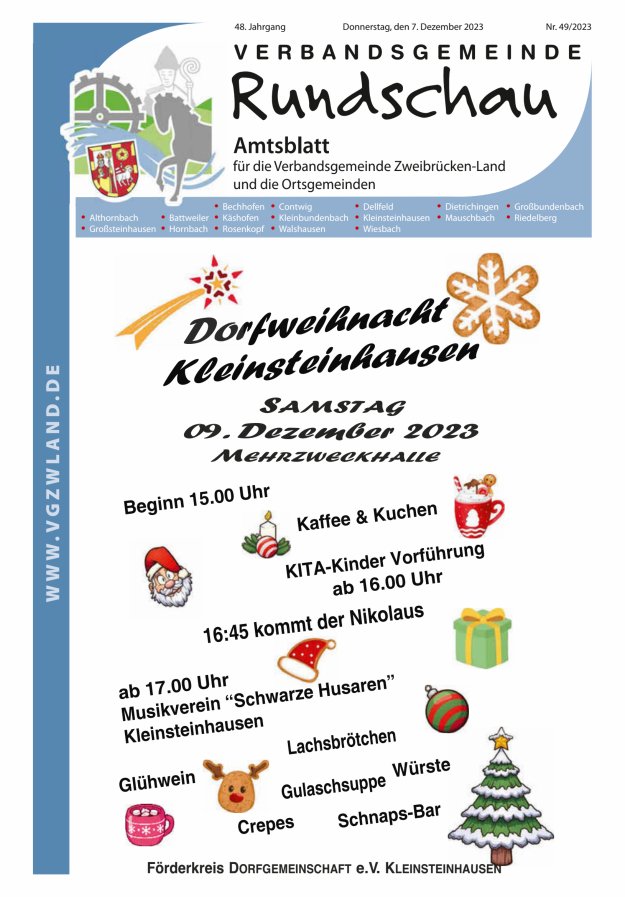 Verbandsgemeinde Rundschau Zweibrücken-Land Titelblatt 49/2023