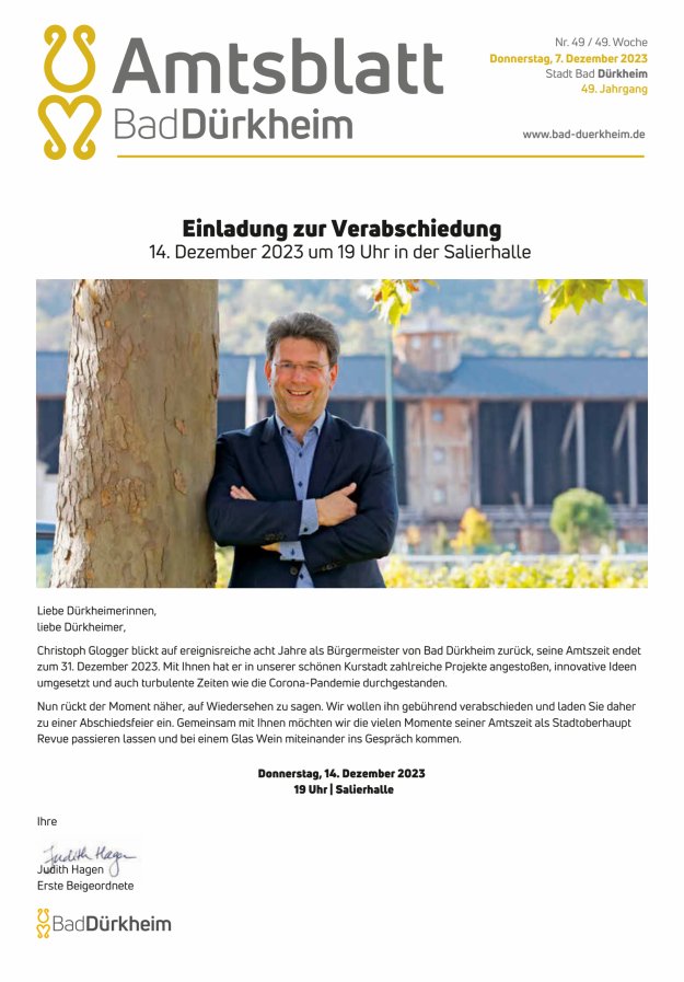 Bad Dürkheimer Woche Titelblatt 49/2023