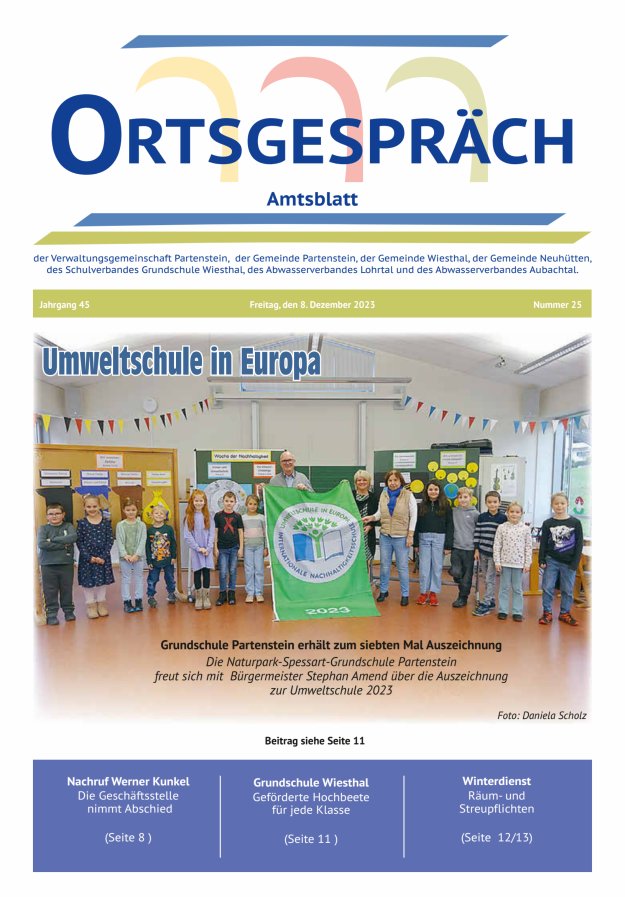 Ortsgespräch - Amtsblatt der VG Partenstein und ihrer Körperschaften Titelblatt 25/2023