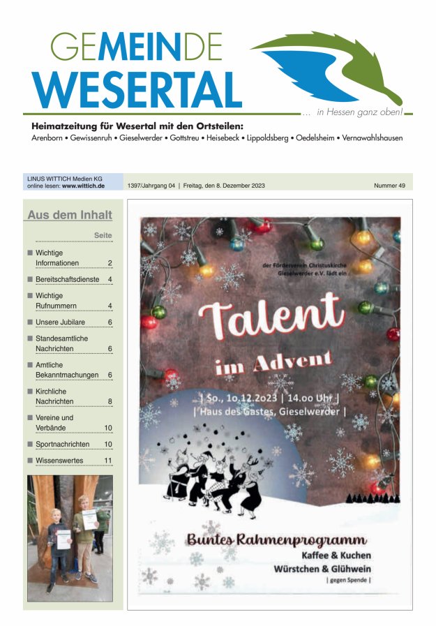 Wesertal Titelblatt 49/2023
