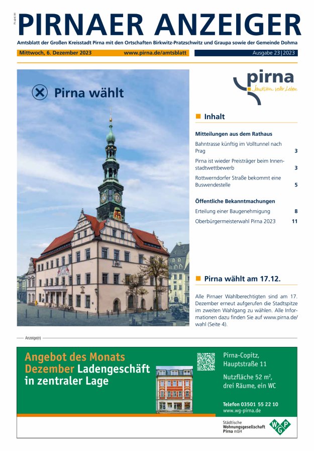 Pirnaer Anzeiger Titelblatt 23/2023