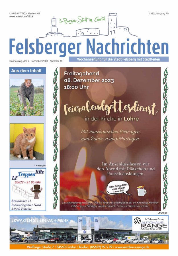 Felsberger Nachrichten Titelblatt 49/2023