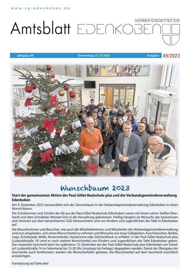 Amtsblatt VG Edenkoben Titelblatt 49/2023