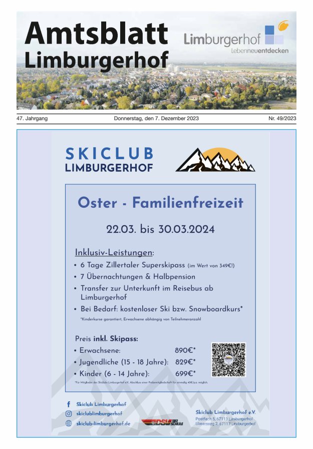 Amtsblatt Limburgerhof Titelblatt 49/2023