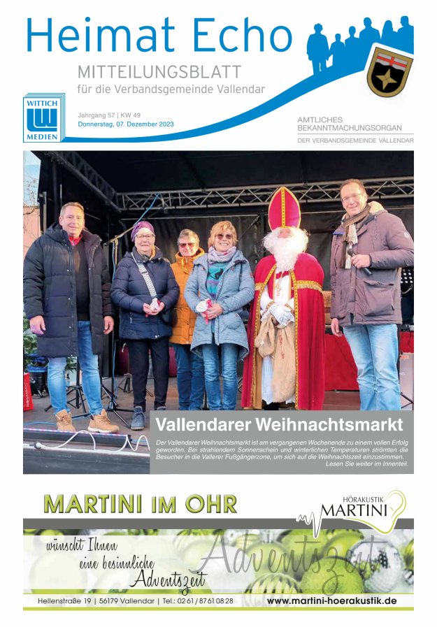 Heimat-Echo - Heimat- und Bürgerzeitung Verbandsgemeinde Vallendar Titelblatt 49/2023