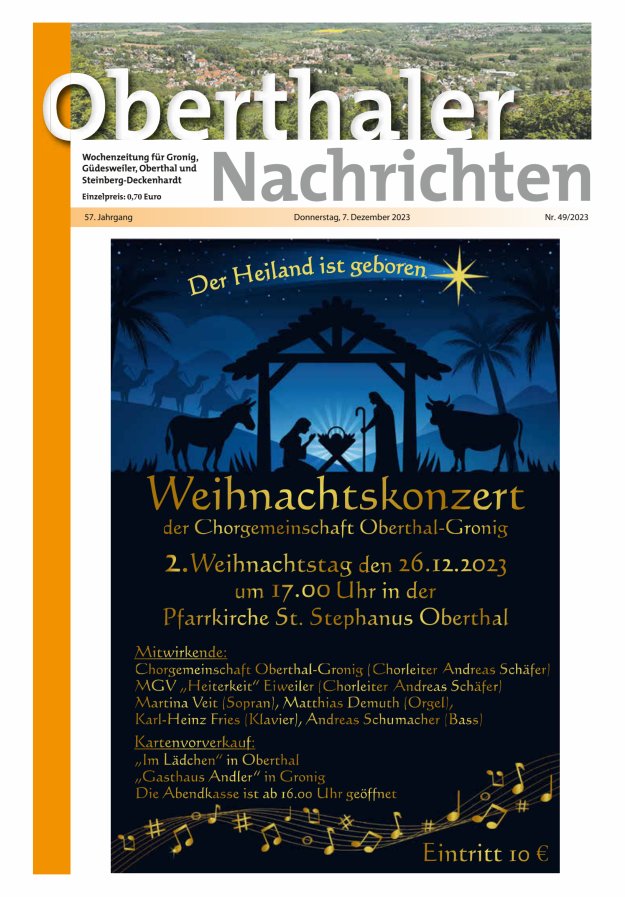 Oberthaler Nachrichten Titelblatt 49/2023