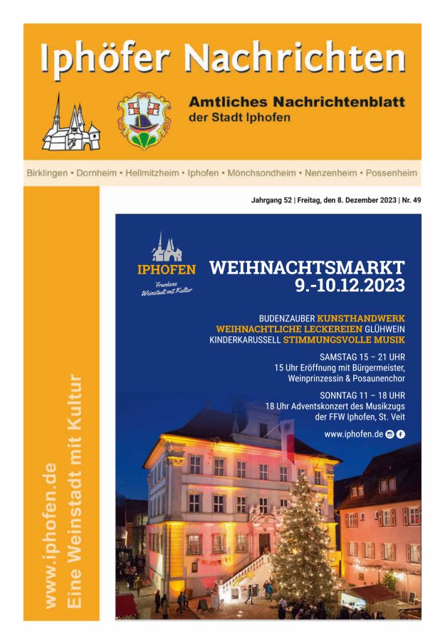 Iphöfer Nachrichten Titelblatt 49/2023