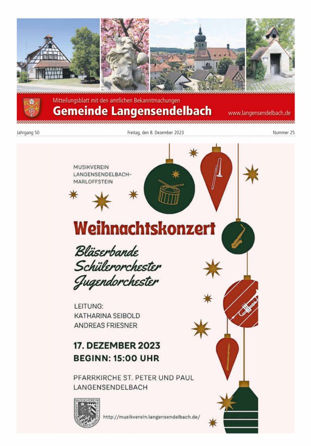 Mitteilungsblatt - Gemeinde Langensendelbach Titelblatt 25/2023
