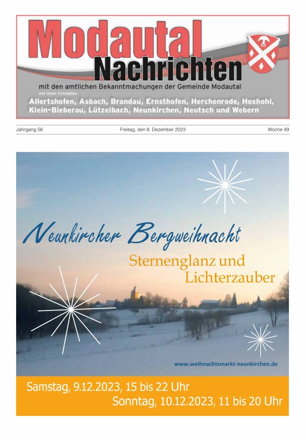 Modautal-Nachrichten Titelblatt 49/2023