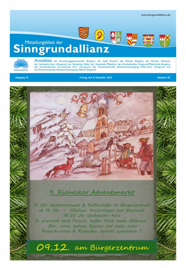 Mitteilungsblatt der Sinngrundallianz Titelblatt 49/2023