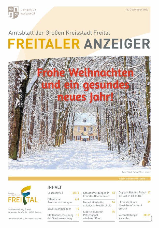 Freitaler Anzeiger - Amtsblatt der Großen Kreisstadt Freital Titelblatt 21/2023