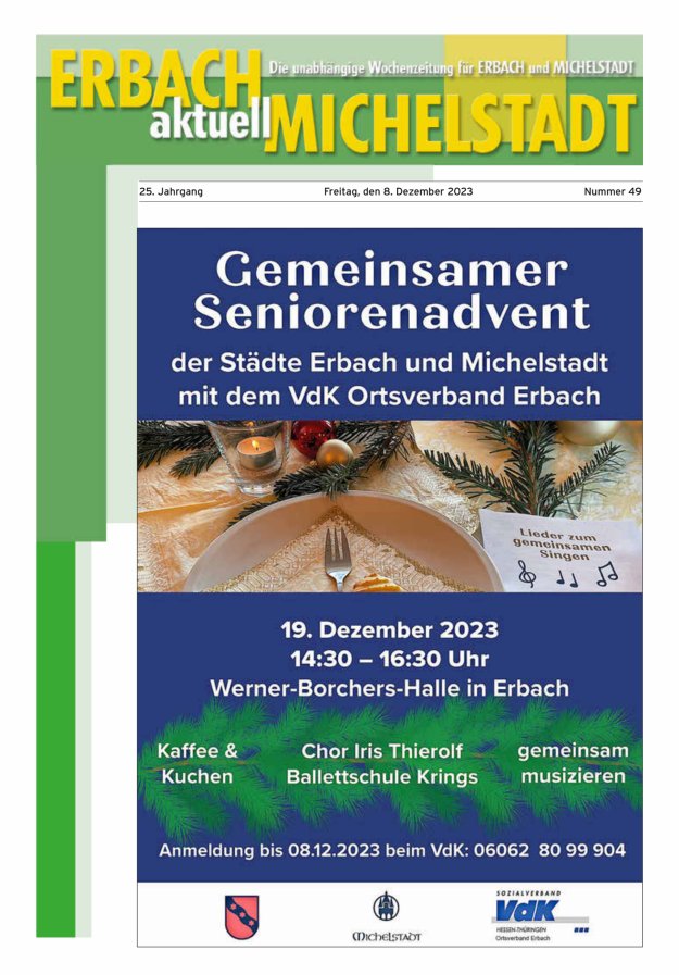 Erbach-Michelstadt aktuell Titelblatt 49/2023