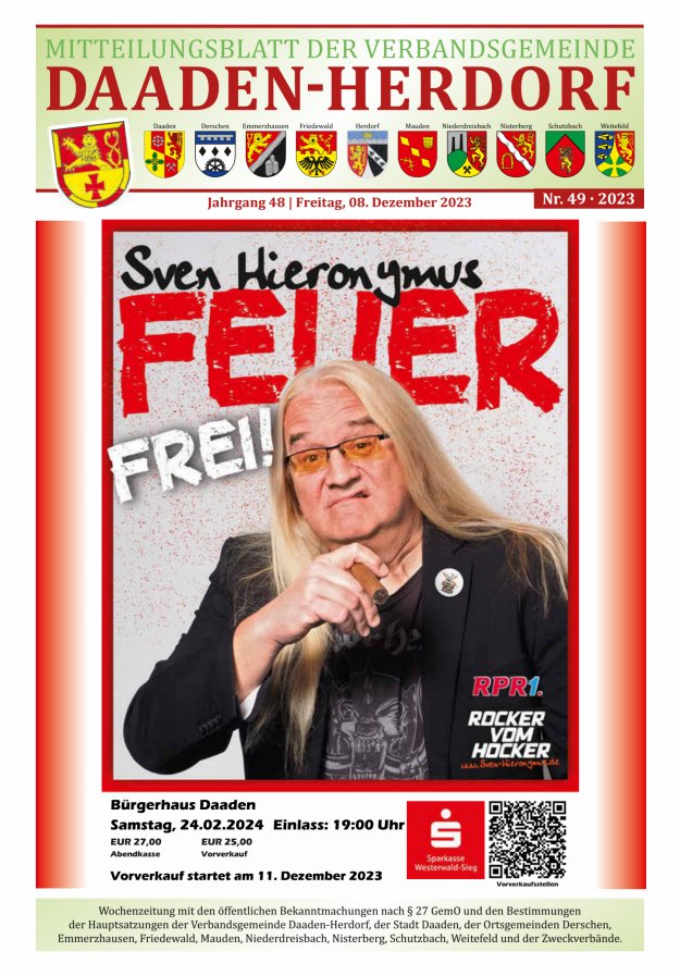 Mitteilungsblatt der Verbandsgemeinde Daaden-Herdorf Titelblatt 49/2023