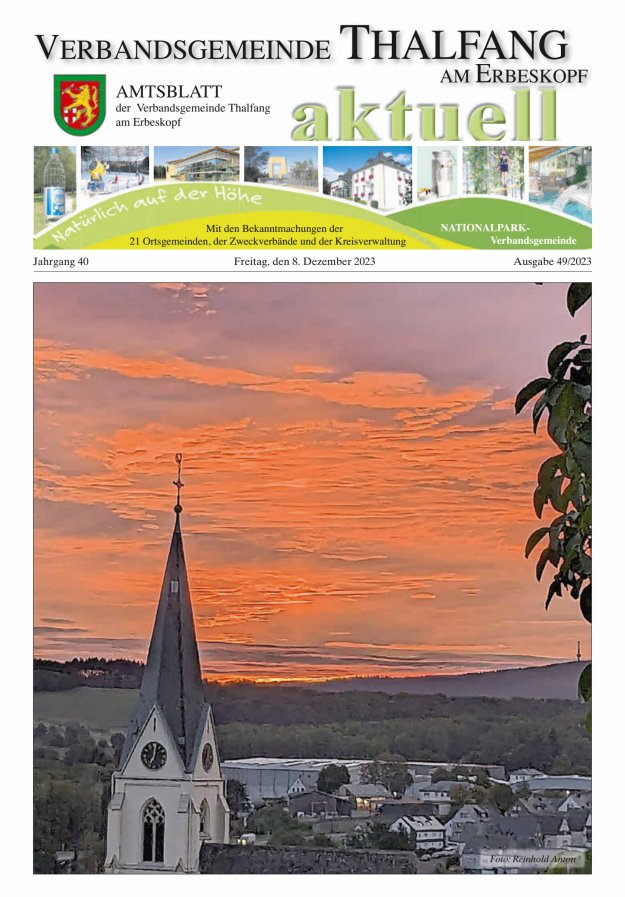 Thalfang aktuell - Amtsblatt VG Thalfang Titelblatt 49/2023