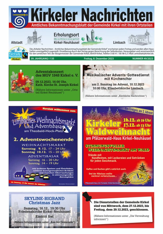 Kirkeler Nachrichten Titelblatt 49/2023