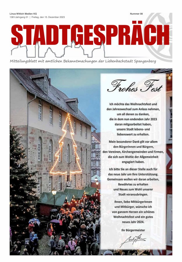 Stadtgespräch Spangenberg Titelblatt 08/2023