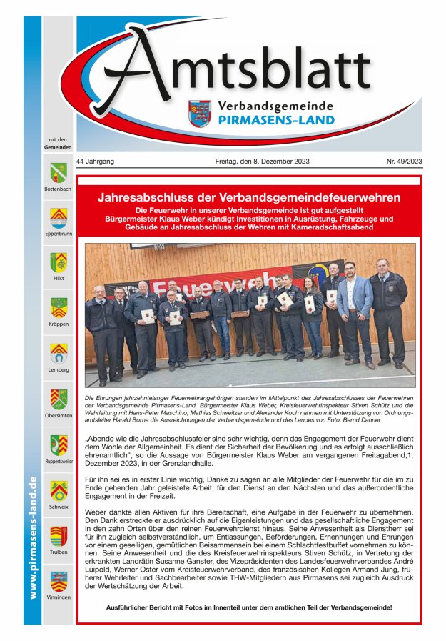 Amtsblatt VG Pirmasens-Land Titelblatt 49/2023