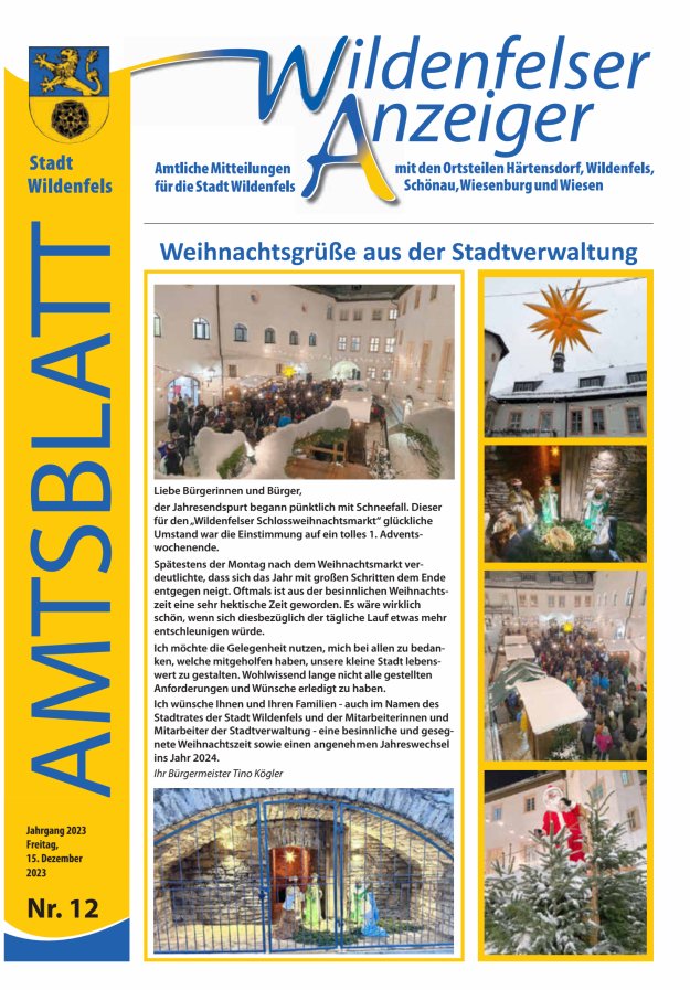 Wildenfelser Anzeiger Titelblatt 12/2023