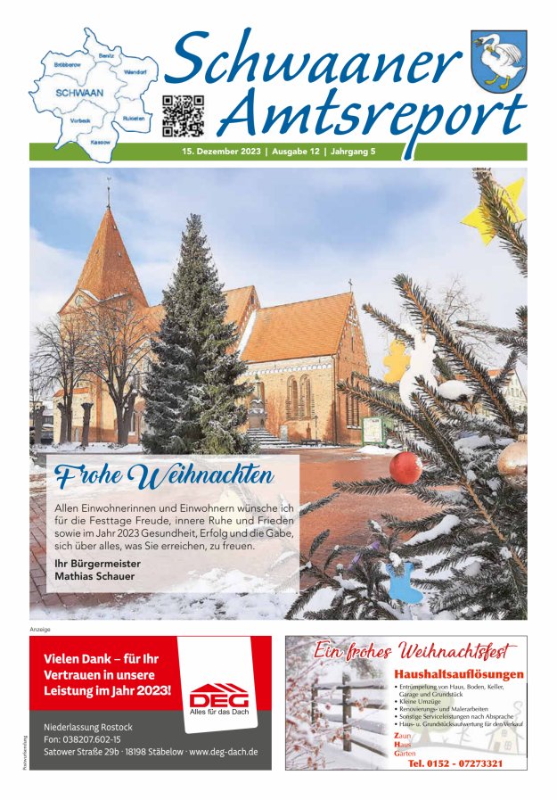 Schwaaner Amtsreport Titelblatt 12/2023