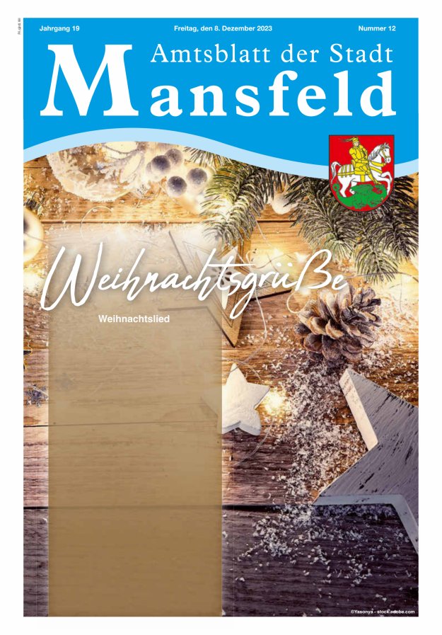 Amtsblatt der Stadt Mansfeld Titelblatt 12/2023