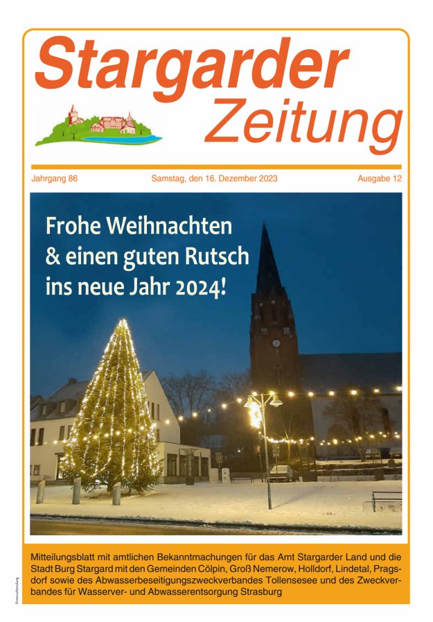 Stargarder Zeitung Titelblatt 12/2023