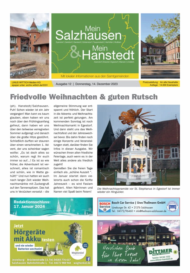 Mein Salzhausen   Mein Hanstedt Titelblatt 12/2023