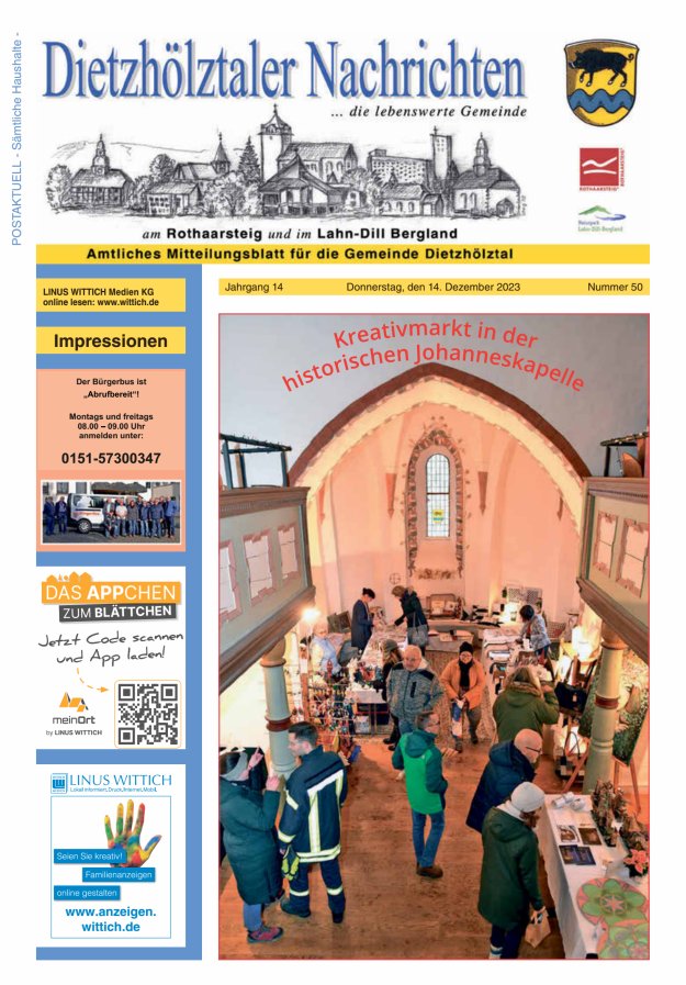 Dietzhölztaler Nachrichten Titelblatt 50/2023