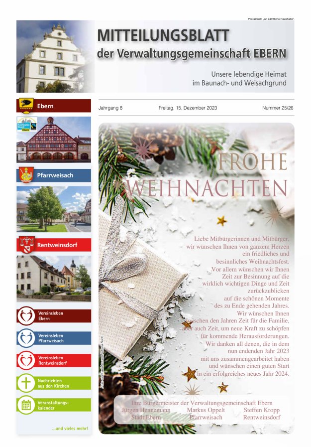 Mitteilungsblatt der Verwaltungsgemeinschaft Ebern Titelblatt 25/2023