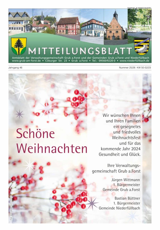 Amts- und Mitteilungsblatt der VGem Grub a.Forst Titelblatt 25/2023