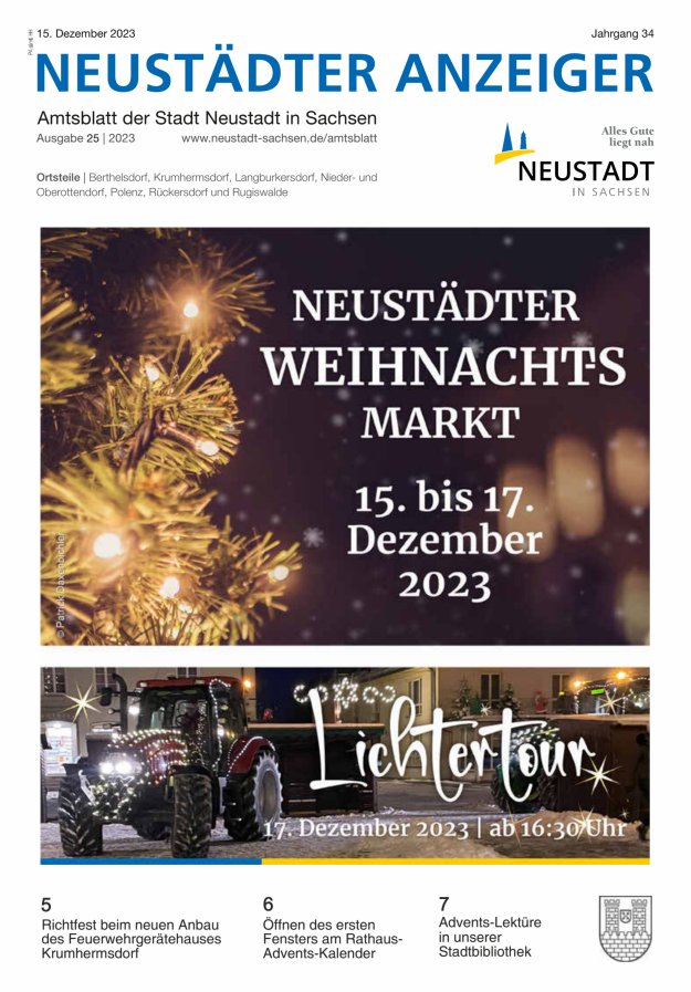 Neustädter Anzeiger - Amts- und Heimatblatt der Stadt Neustadt in Sachsen Titelblatt 25/2023