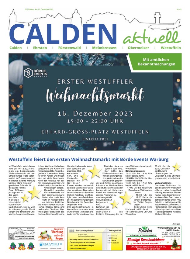 Calden aktuell Titelblatt 45/2023