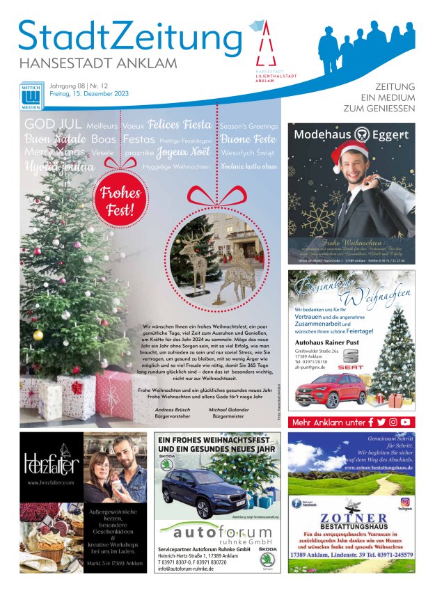 Anklam StadtZeitung Titelblatt 12/2023
