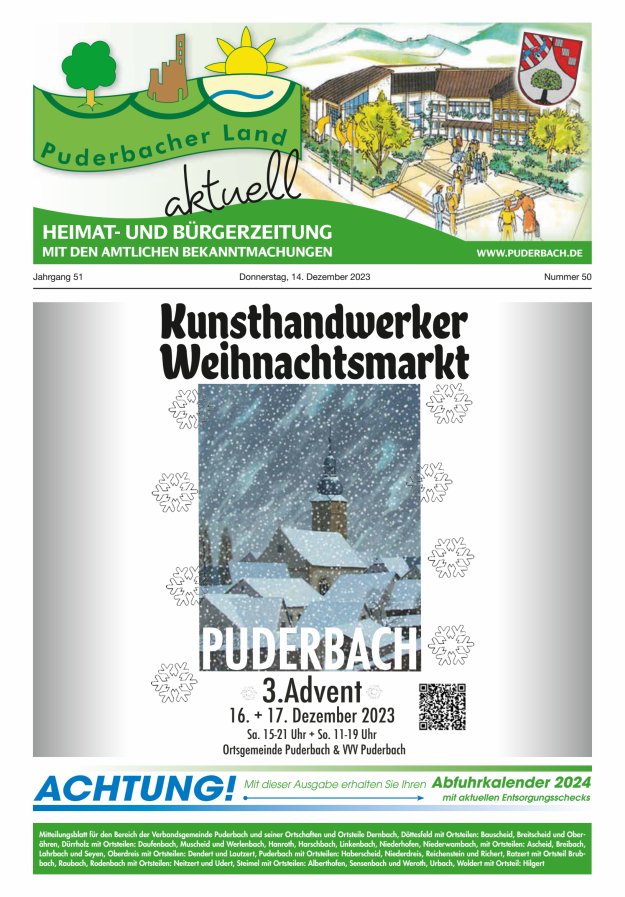 Puderbacher Land aktuell Titelblatt 50/2023