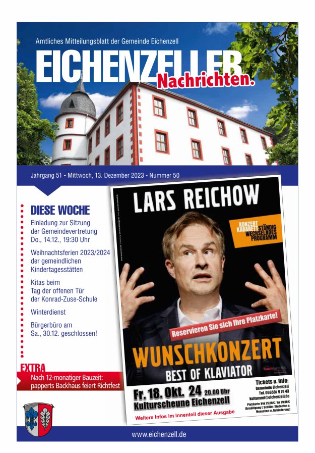 Amtliches Mitteilungsblatt der Gemeinde Eichenzell Titelblatt 50/2023