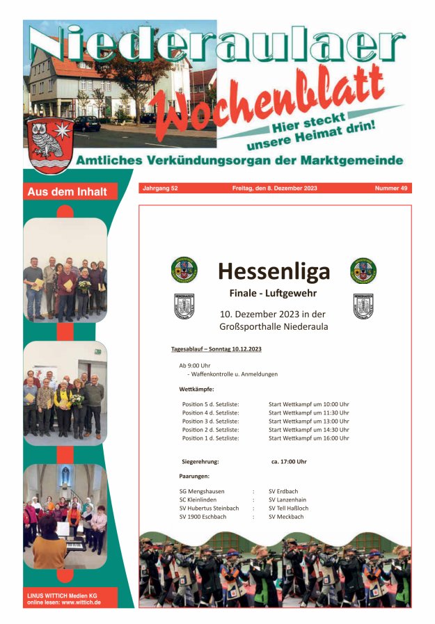 Niederaulaer Wochenblatt Titelblatt 49/2023
